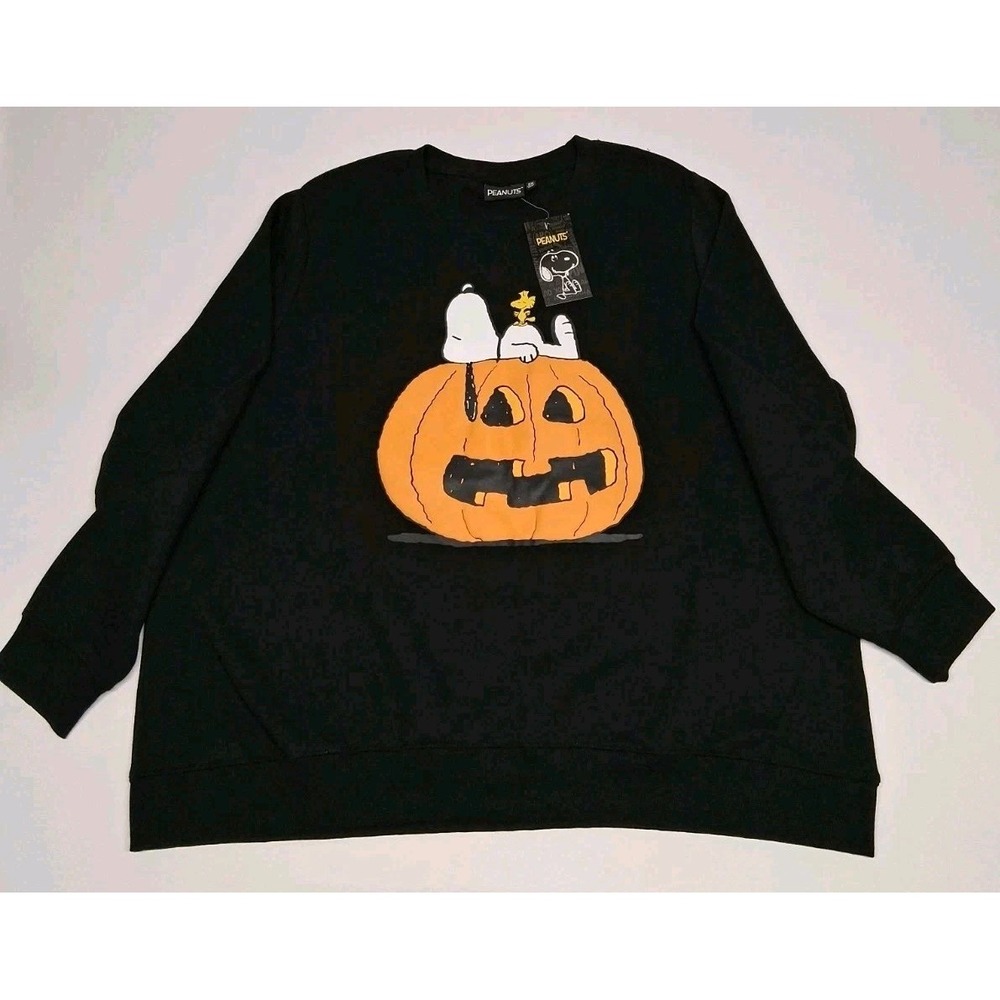 Peanuts Snoopy & Woodstock Pumpkin Fall Pullover Crewneck Sweatshirt Size 2X NWT